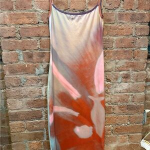 Belle the Label Abstract Floral Slip Dress | Coral Pink Mint | Size S